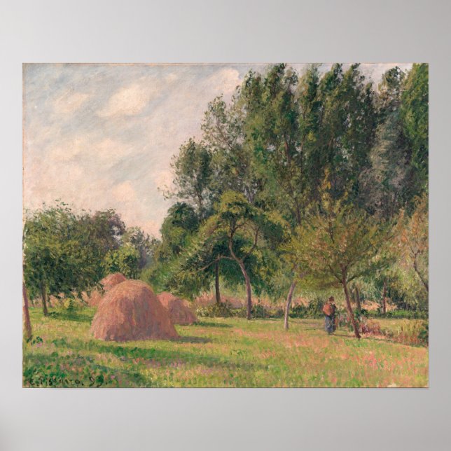 Pôster Camille Pissarro | Haystacks, Morning, Eragny (Frente)