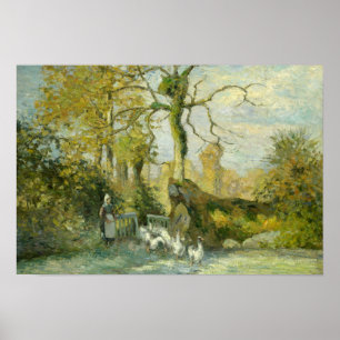 Pôster Camille Pissarro - menina do ganso em Montfoucault