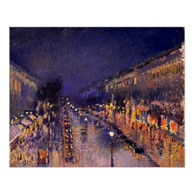 Pôster Camille Pissarro O Boulevard Montmartre À Noite (Frente)