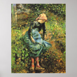 Pôster Camille Pissarro - óleo da vara 1881 da menina W.