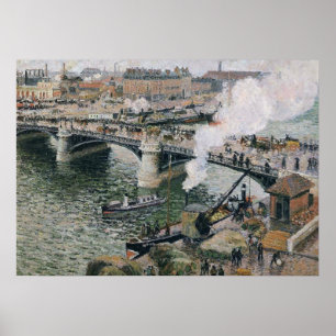 Poster Camille Pissarro Pont Boieldieu em Rouen Painting