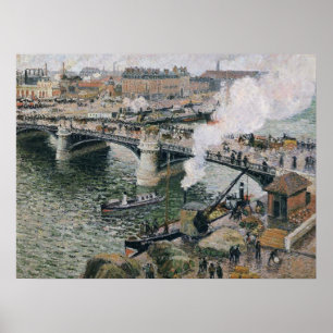 Poster Camille Pissarro Pont Boieldieu em Rouen Painting