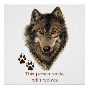 Pôster Caminhada com Lobos Citar Logotipo de Cabeça de Lo