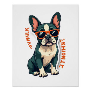Pôster Caminhada Vintage Vou Pensar Nisso Bulldog Francês