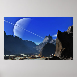 Poster Caminhando a cratera de Herschel da lua Mimas de