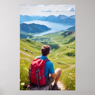 Poster Caminhando ao ar livre Fugindo das Montanhas de Di