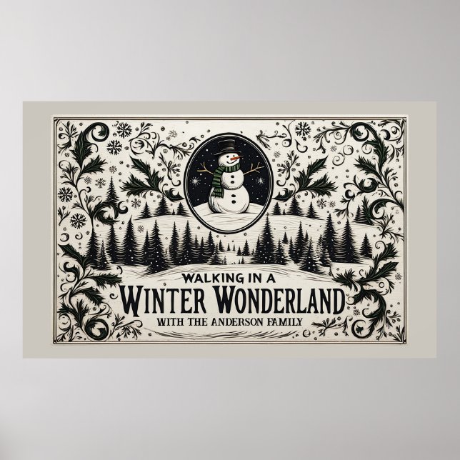Poster Caminhando em uma Wonderland de inverno Snowman (Frente)