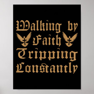 Poster Caminhando Por Fé Tripulando Constantemente Engraç