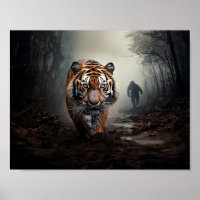 Caminhando Velho tigre preto e laranja floresta su