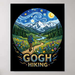 Poster Caminhante engraçado noite estrelada arte van gogh