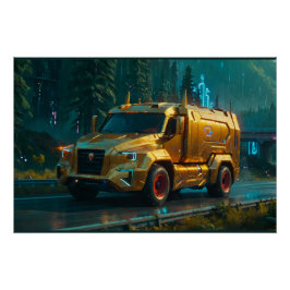 Pôster Caminhão cibernético futurístico de 2076