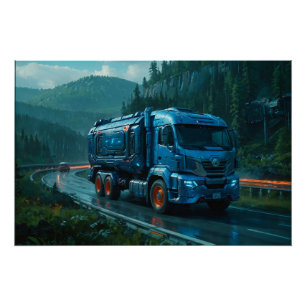 Pôster Caminhão cibernético futurístico de 2077