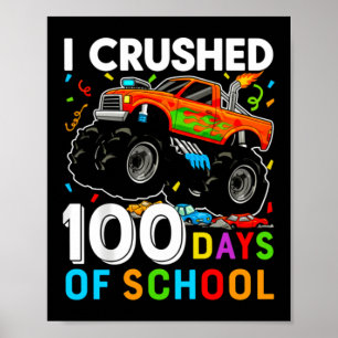 Poster Caminhão de 100 Dias de Escola Design Esmagado Cri