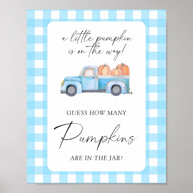 Poster Caminhão de abóbora - adivinha quantas abóbora (Frente)