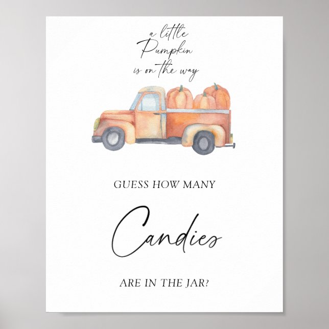 Poster Caminhão de abóbora - adivinhe quantos doces Carta (Frente)