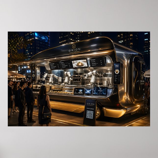 Poster Caminhão de comida robótico com tecnologia de IA (Frente)