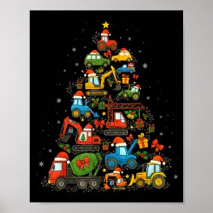 Poster Caminhão de Construção Árvore de Natal Carros Nata