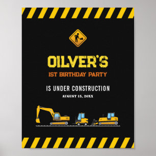 Poster Caminhão de Despejo de Construção Amarelo - Sinal 