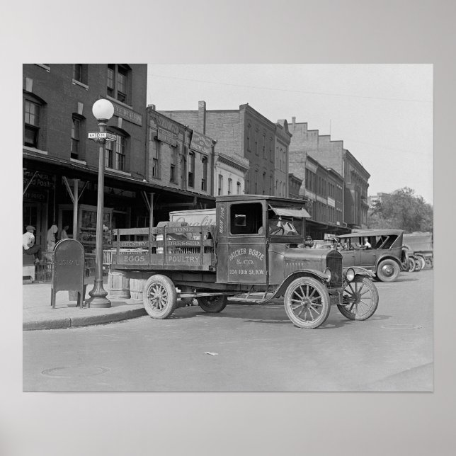 Pôster Caminhão de entrega de aves, 1926. Foto antiga (Frente)