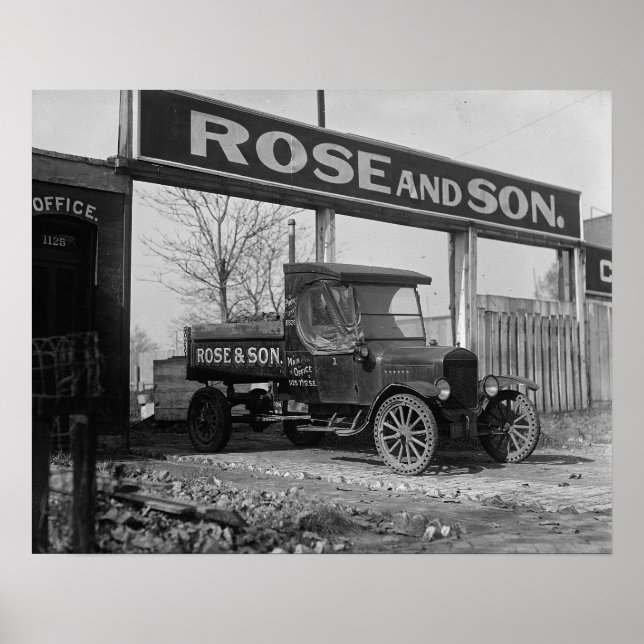 Pôster Caminhão de Entrega de Carvão, 1925. Foto Antiga (Frente)