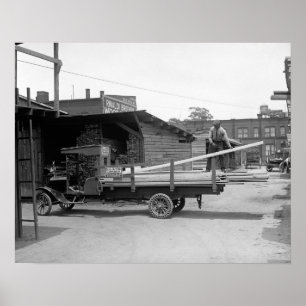 Poster Caminhão de Entrega de Madeira, 1926. Foto Antiga