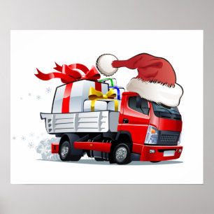 Poster Caminhão de Natal de desenho animado