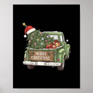 Poster Caminhão de Natal Vintage Feliz Natal Homens Mulhe