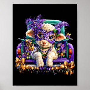 Poster Caminhão de Ovelhas Mardi Gras Nola Cute Crianças 