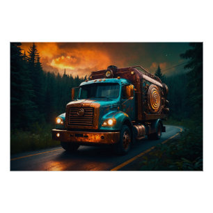 Pôster Caminhão-Fogo Steampunk