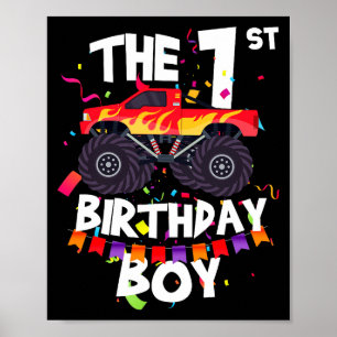 Poster Caminhão Monstro Aniversário de 1 Ano Menino Engra