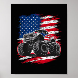 Poster Caminhão Monstro Bandeira Americana dos EUA
