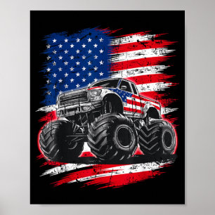 Poster Caminhão Monstro Bandeira EUA Americana