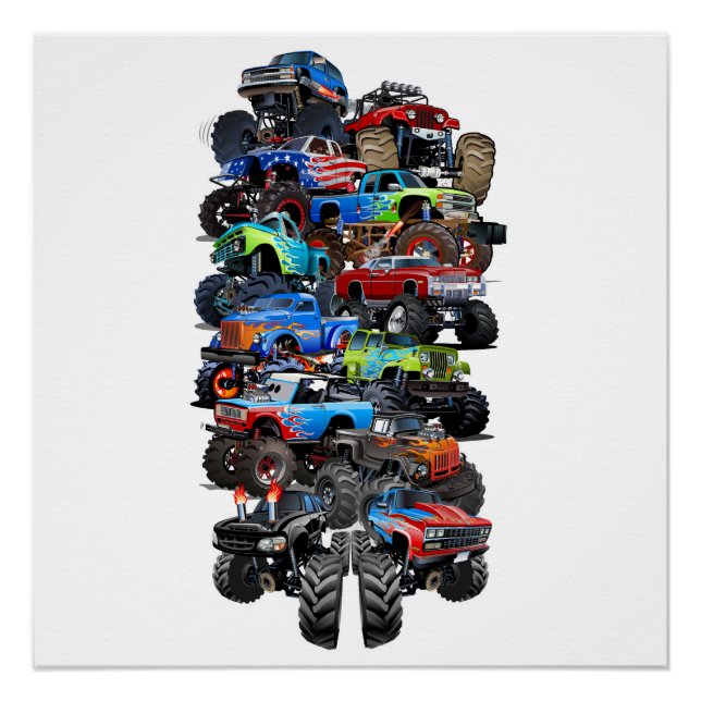 Pôster Caminhão monstro de cartum (Frente)