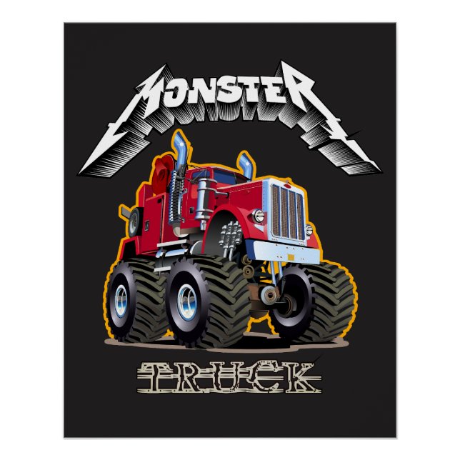 Pôster Caminhão monstro de desenho animado (Frente)