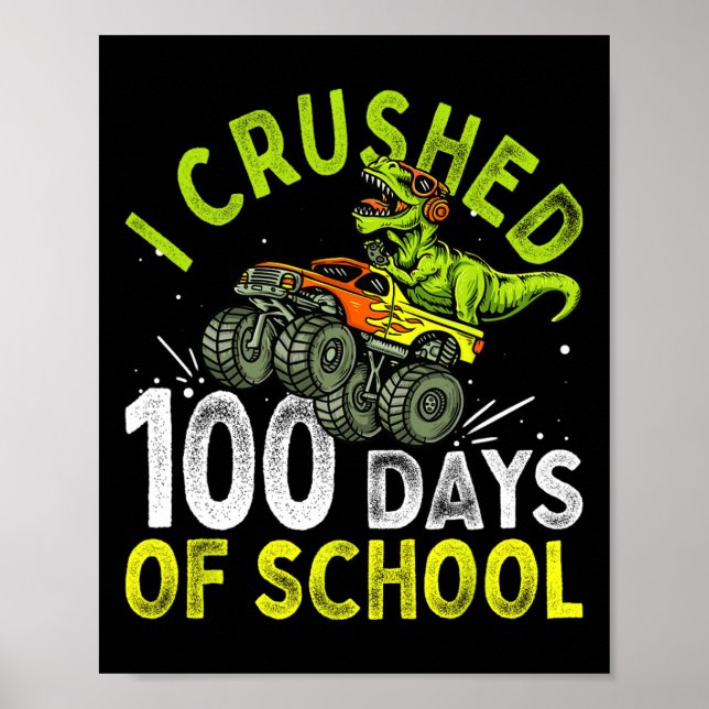Poster Caminhão Monstro Dinossauro 100 Dias de Escola Esm (Frente)