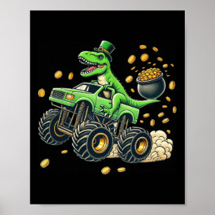 Poster Caminhão Monstro Meninos T-rex Dia de São Patrício