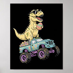 Poster Caminhão Monstro T Rex de Páscoa Infantil Gráfico 