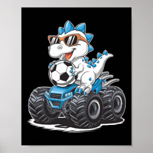 Poster Caminhão Monstro T-rex Dinossauro Futebol Meninos