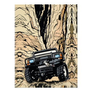 Pôster Caminhão Off-Road Retro Rock Crawl Arte Pop