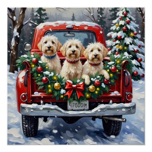 Pôster Caminhão Vermelho de Natal Maltês Feriado (Frente)