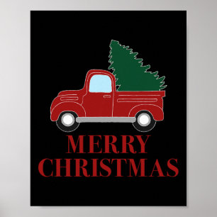 Poster Caminhão Vermelho Vintage com árvore de Natal