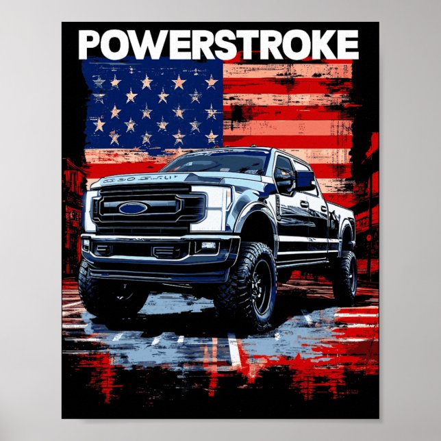 Poster Caminhão Werstroke Cabine Simples Bandeira America (Frente)
