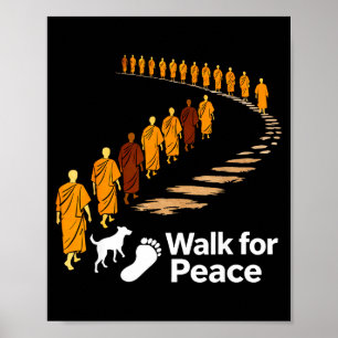 Poster Caminhar paz 2026 paz mundial monges com cão Aloka