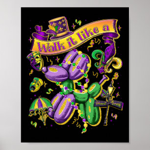 Poster Caminhe Como um Cão de Mardi Gras Retro Mardi Gras
