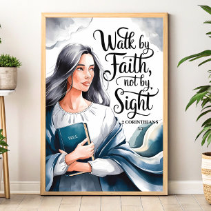 Poster Caminhe pela Fé – Arte Cristã para Mulheres