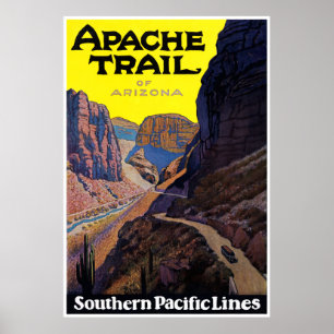 Poster Caminho Apache EUA Cartaz de Viagem Vintage Restau