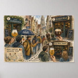 Pôster Caminho da Cerveja Belga Através da Históri