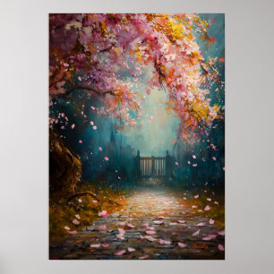 Poster Caminho da Flor Enfeitiçada - Paisagem Floral Míst