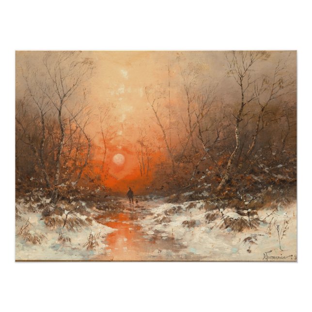 Pôster Caminho da Floresta com Caçador no Sunset (Frente)