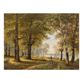 Pôster Caminho da Floresta com Hiker no outono